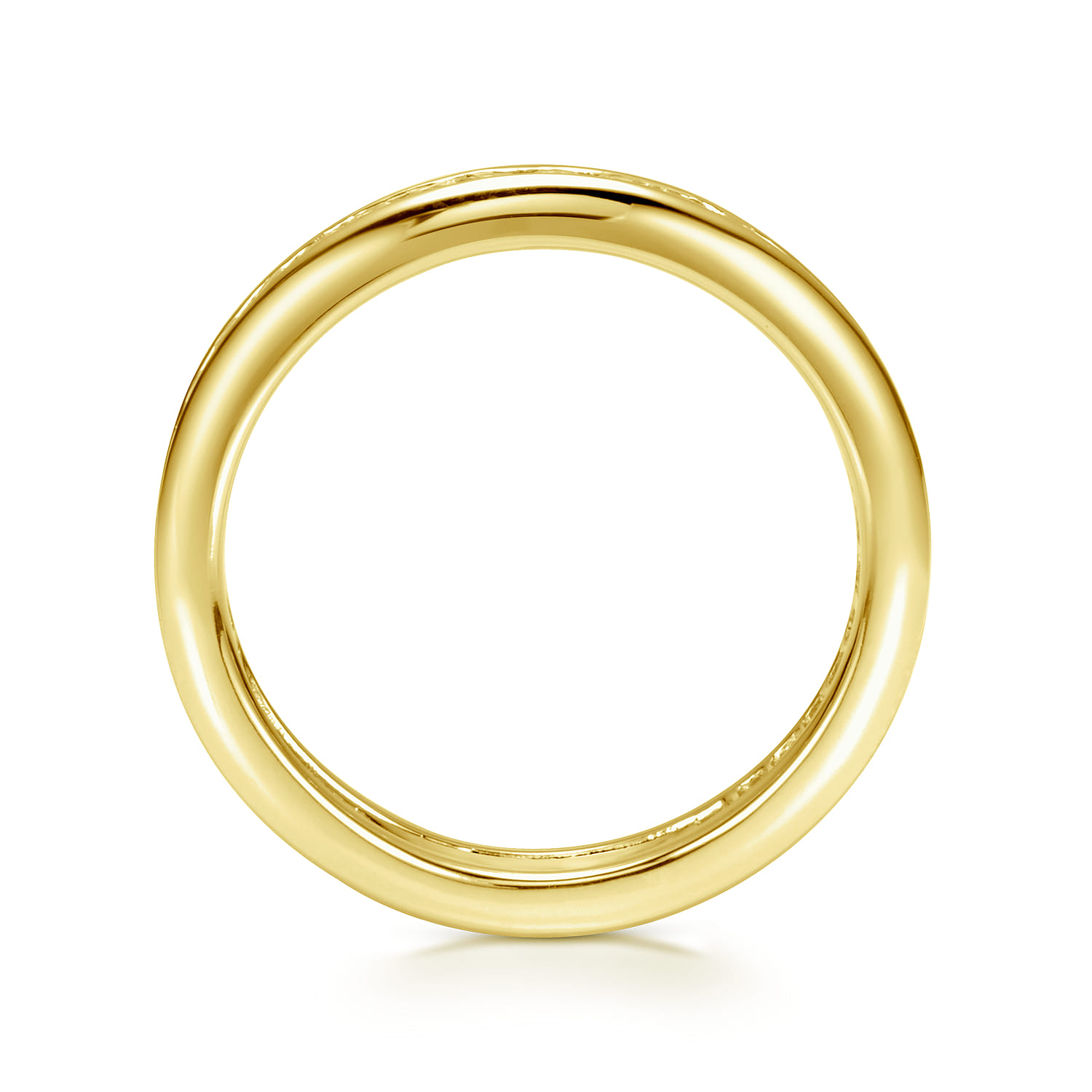 Eternity Band Wedding Ring in 14k Yellow Gold with Round Natural Diamond at Gabriel & Co. - Shot 2