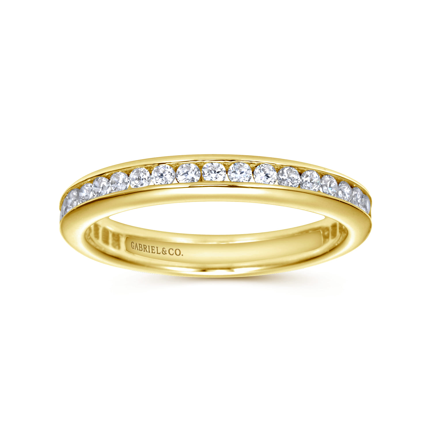 Eternity Band Wedding Ring in 14k Yellow Gold with Round Natural Diamond at Gabriel & Co. - Shot 4