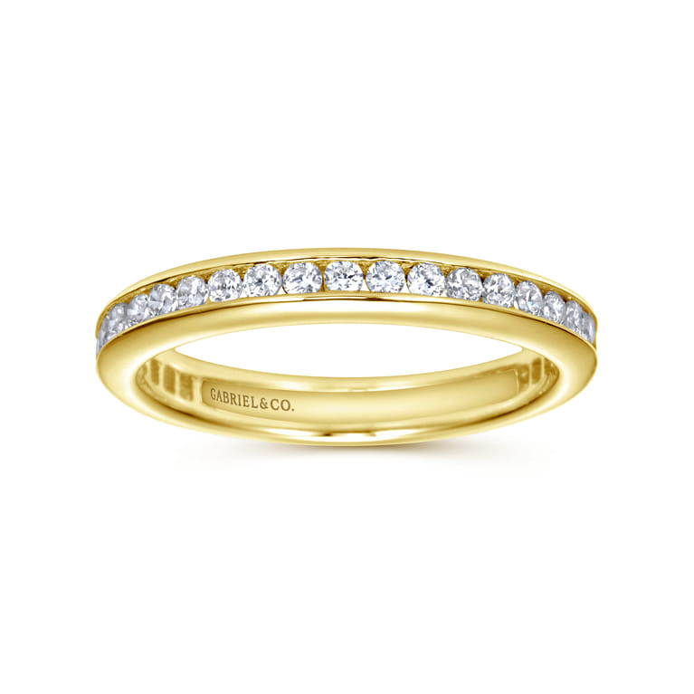 Eternity Band Wedding Ring in 14k Yellow Gold with Round Natural Diamond at Gabriel & Co. - Shot 4