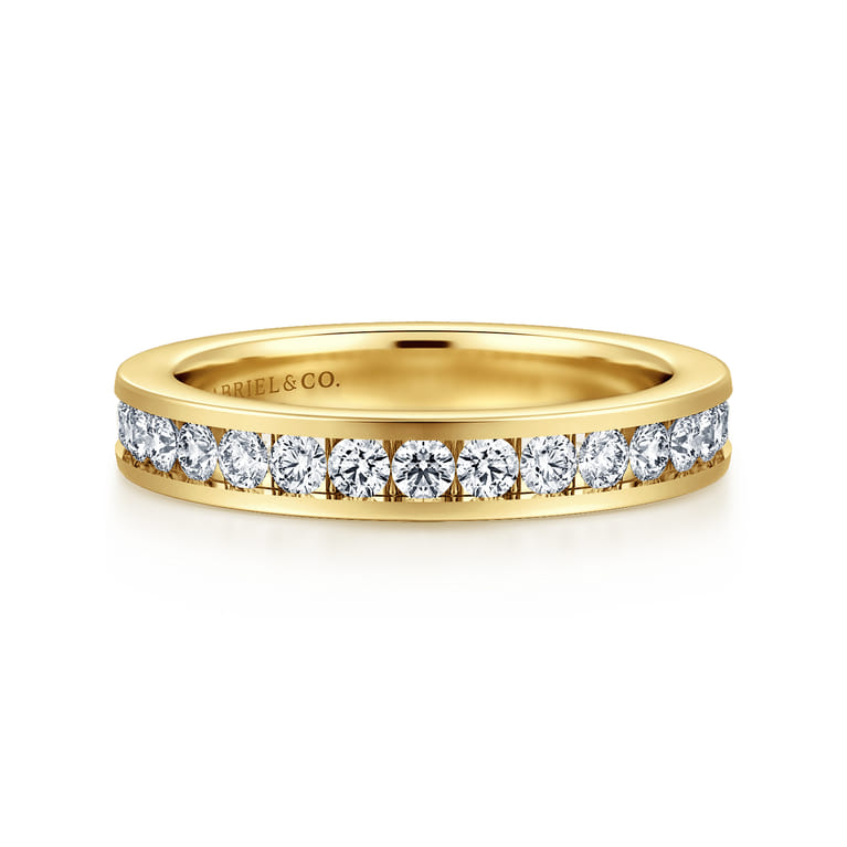 Straight Wedding Ring in 14k Yellow Gold with Round Natural Diamond at Gabriel & Co. - Shot 1