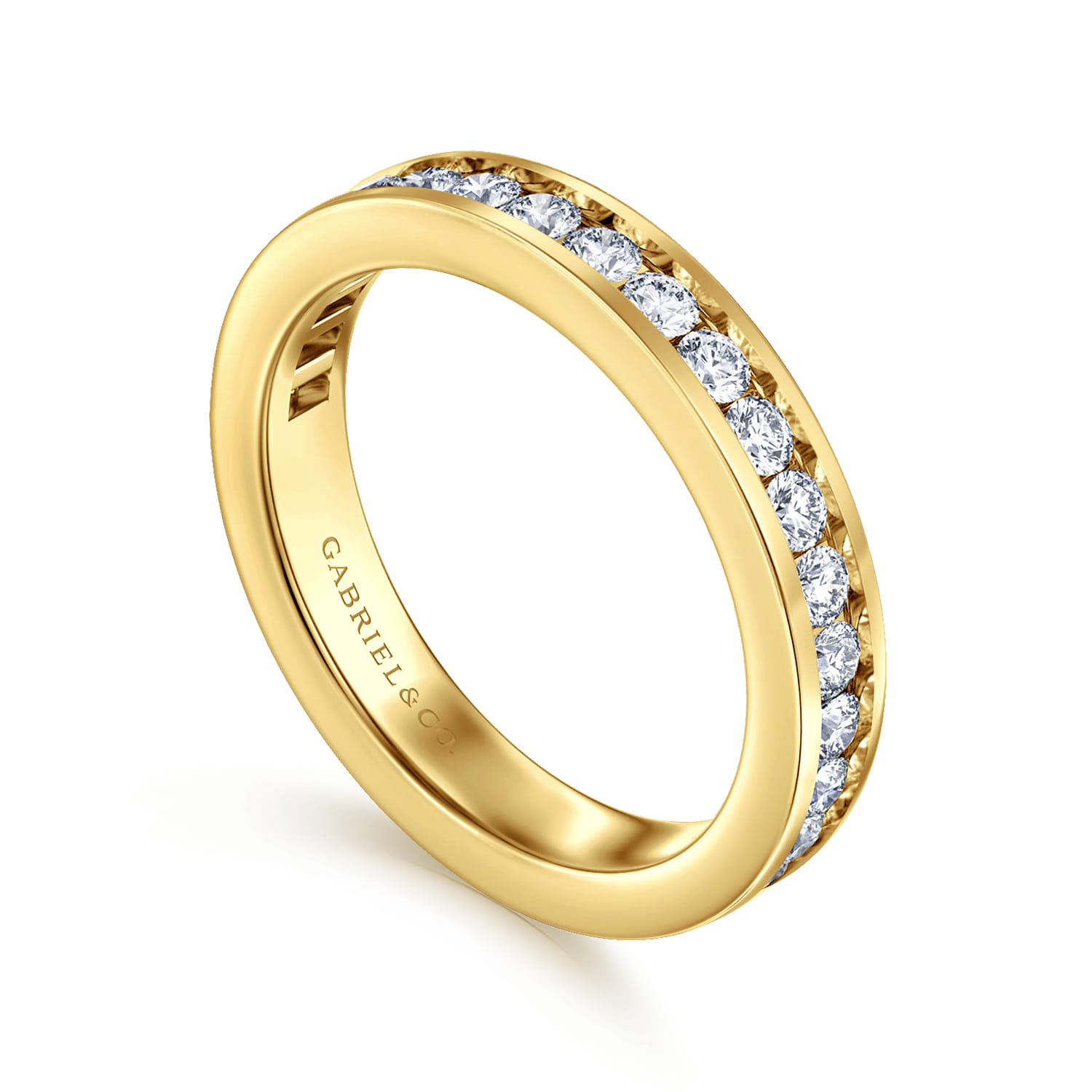 Straight Wedding Ring in 14k Yellow Gold with Round Natural Diamond at Gabriel & Co. - Shot 3