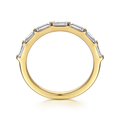 Rena - 14K Yellow Gold Bar Set Diamond Baguette 7 Stone Anniversary Band