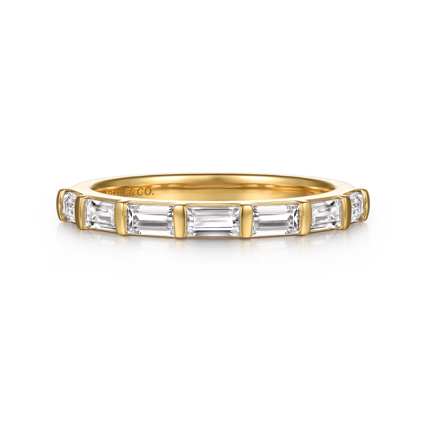 Rena - 14K Yellow Gold Channel Baguette 7 Stone Diamond Anniversary Band
