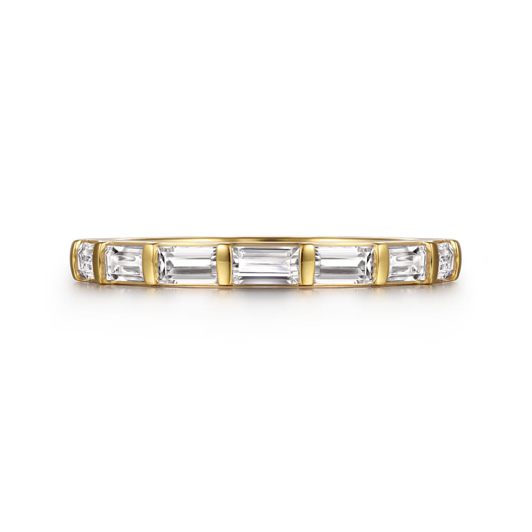 Fancy Wedding Ring in 14k Yellow Gold with Baguette Natural Diamond at Gabriel & Co. - Shot 6