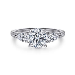 Renay - 14K White Gold Round Three Stone Diamond Engagement Ring