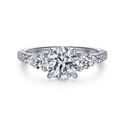 Renay - 14K White Gold Round Three Stone Diamond Engagement Ring