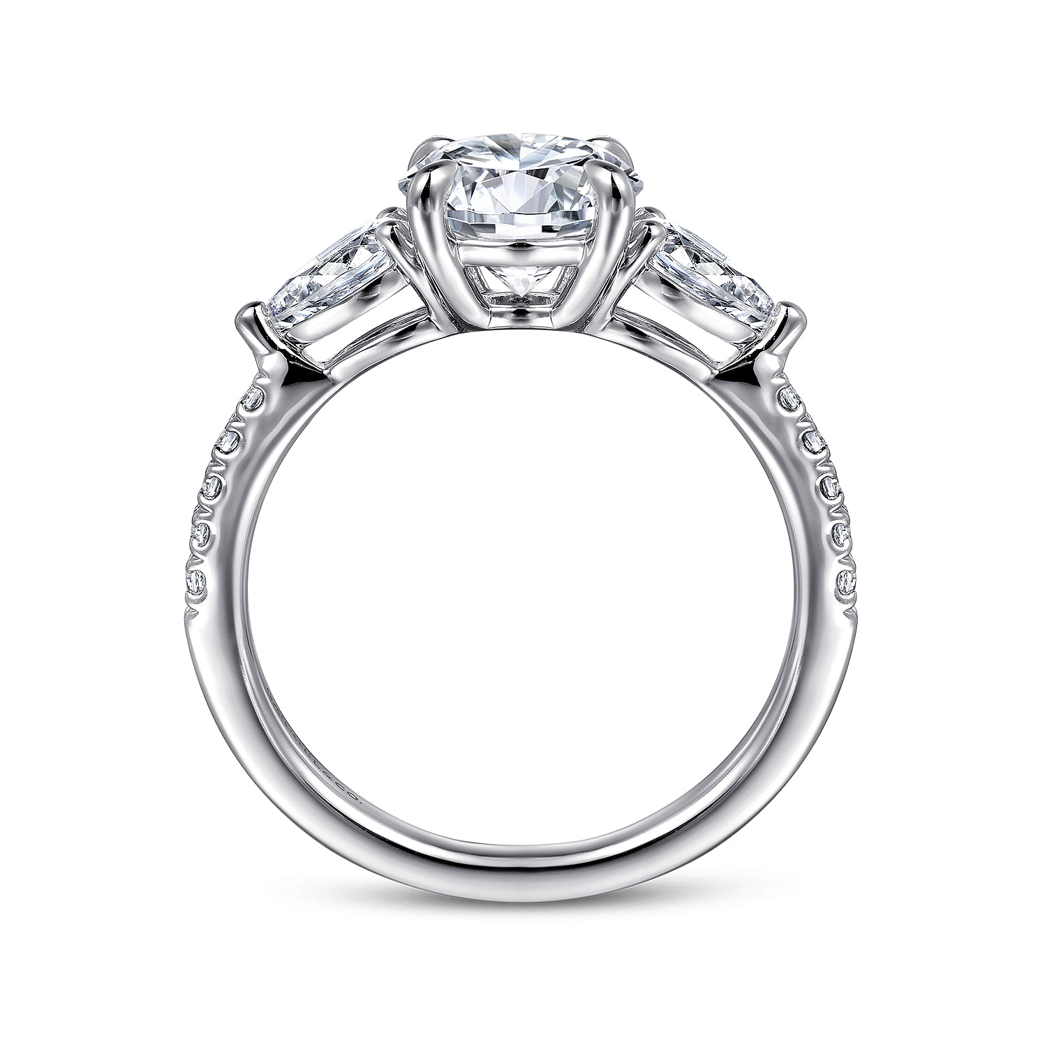 Renay - 14K White Gold Round Three Stone Diamond Engagement Ring