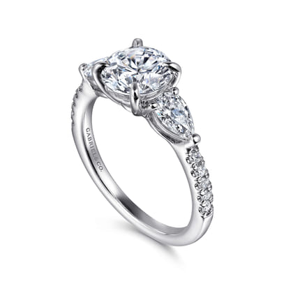 Renay - 14K White Gold Round Three Stone Diamond Engagement Ring