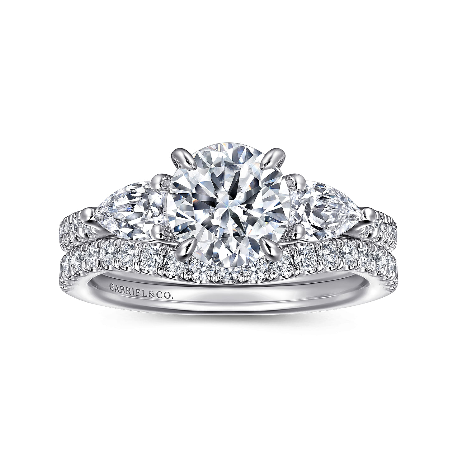 Renay - 14K White Gold Round Three Stone Diamond Engagement Ring