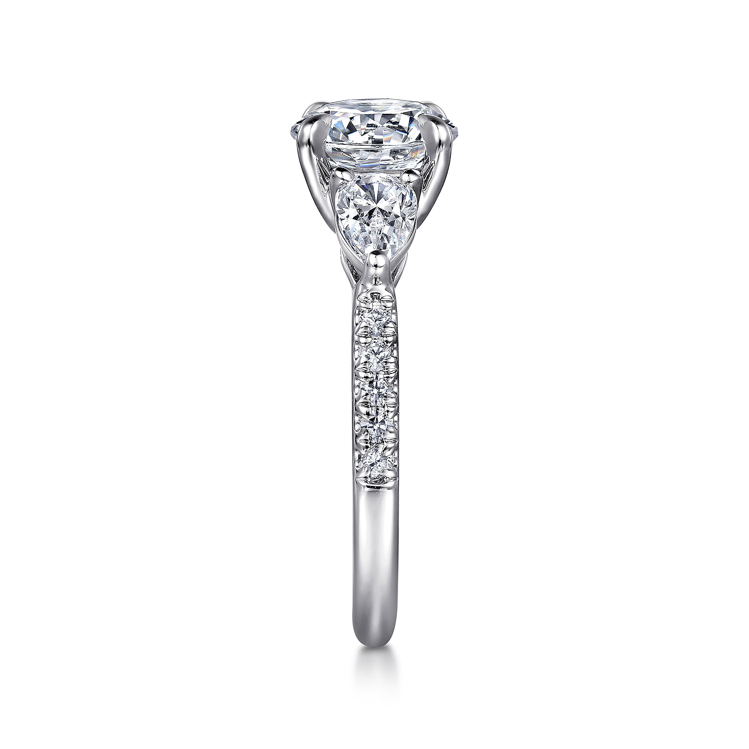 Renay - 14K White Gold Round Three Stone Diamond Engagement Ring