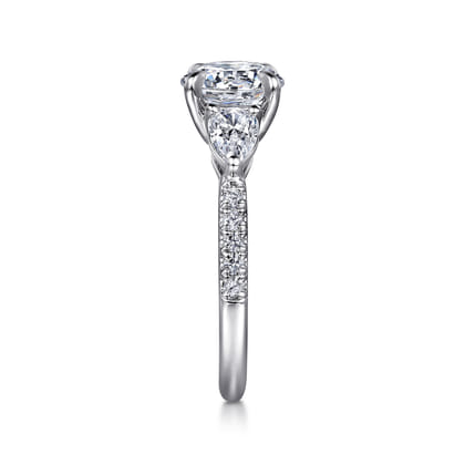 Renay - 14K White Gold Round Three Stone Diamond Engagement Ring