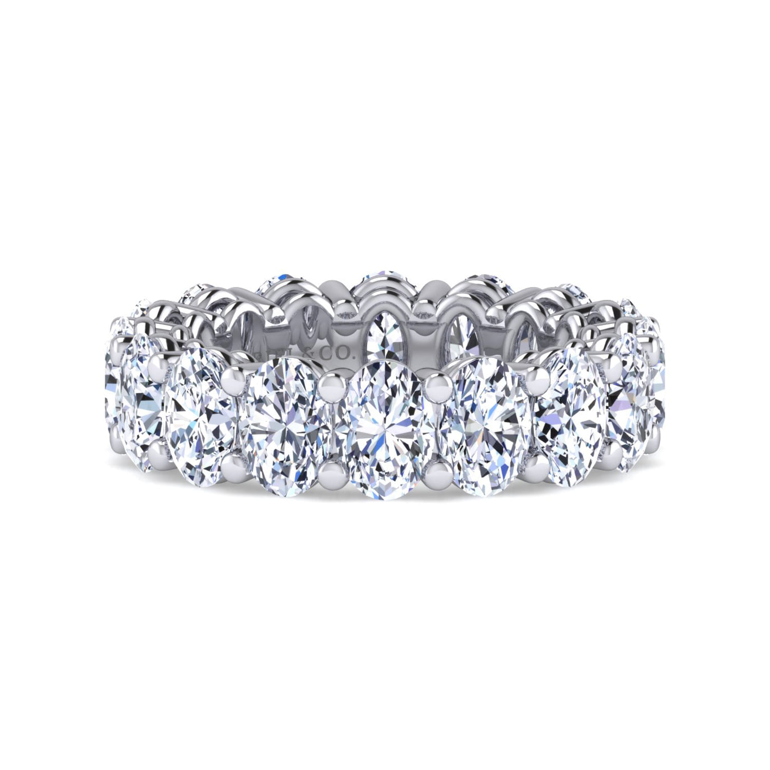 Eternity Band Wedding Ring in 14k White Gold with Oval Natural Diamond at Gabriel & Co. - Shot 1