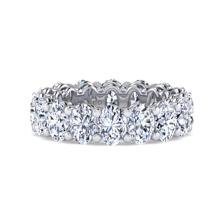 Eternity Band Wedding Ring in 14k White Gold with Oval Natural Diamond at Gabriel & Co. - Shot 1