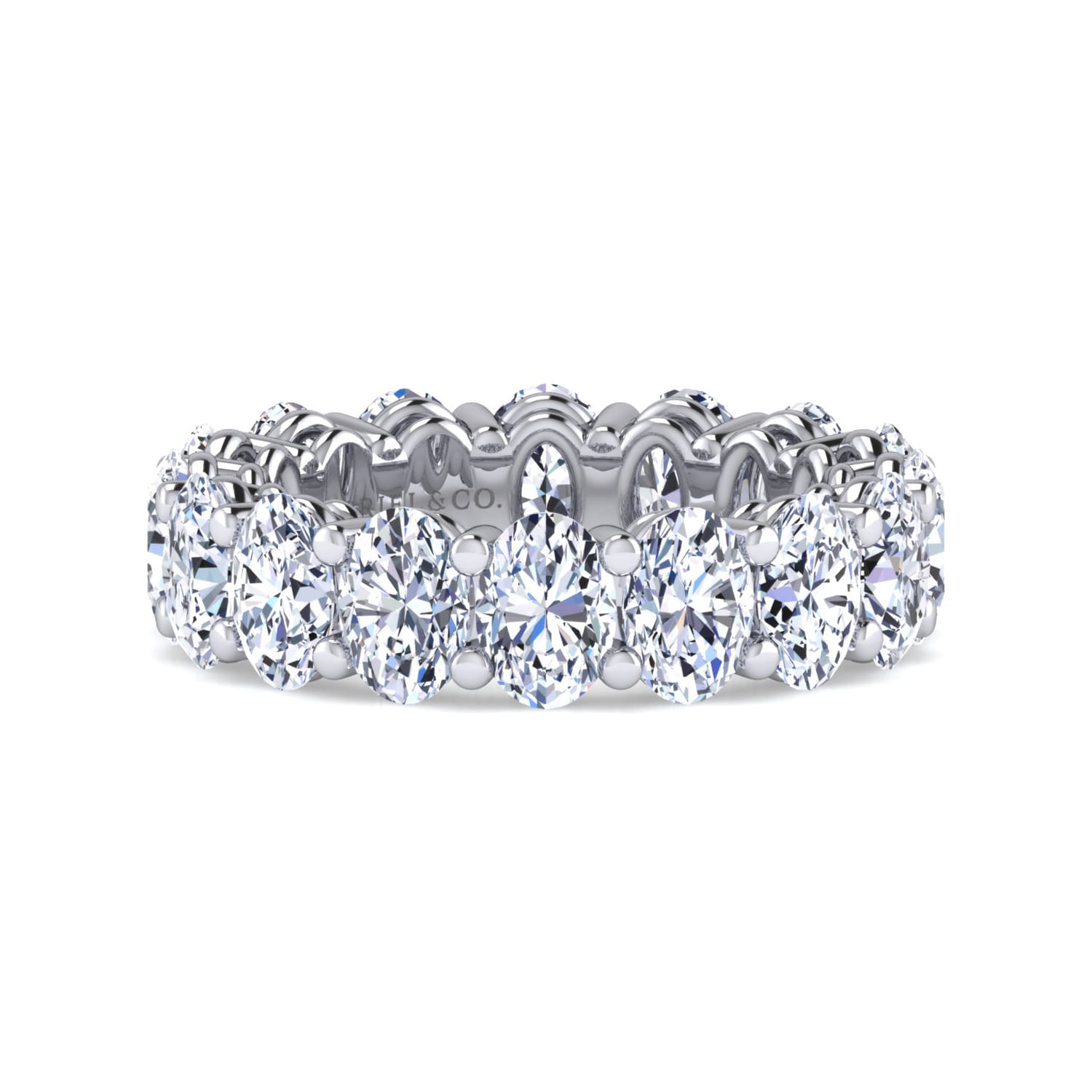 Eternity Band Wedding Ring in 14k White Gold with Oval Natural Diamond at Gabriel & Co. - Shot 1