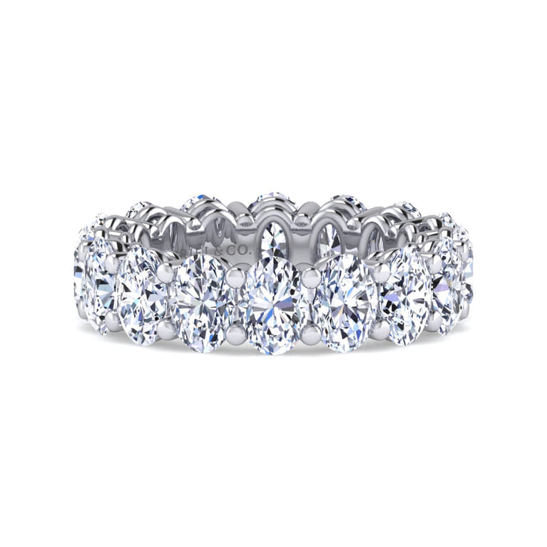 Eternity Band Wedding Ring in 14k White Gold with Oval Natural Diamond at Gabriel & Co. - Shot 1
