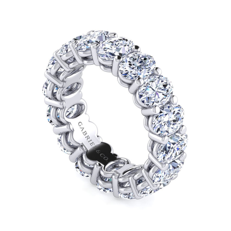 Eternity Band Wedding Ring in 14k White Gold with Oval Natural Diamond at Gabriel & Co. - Shot 3