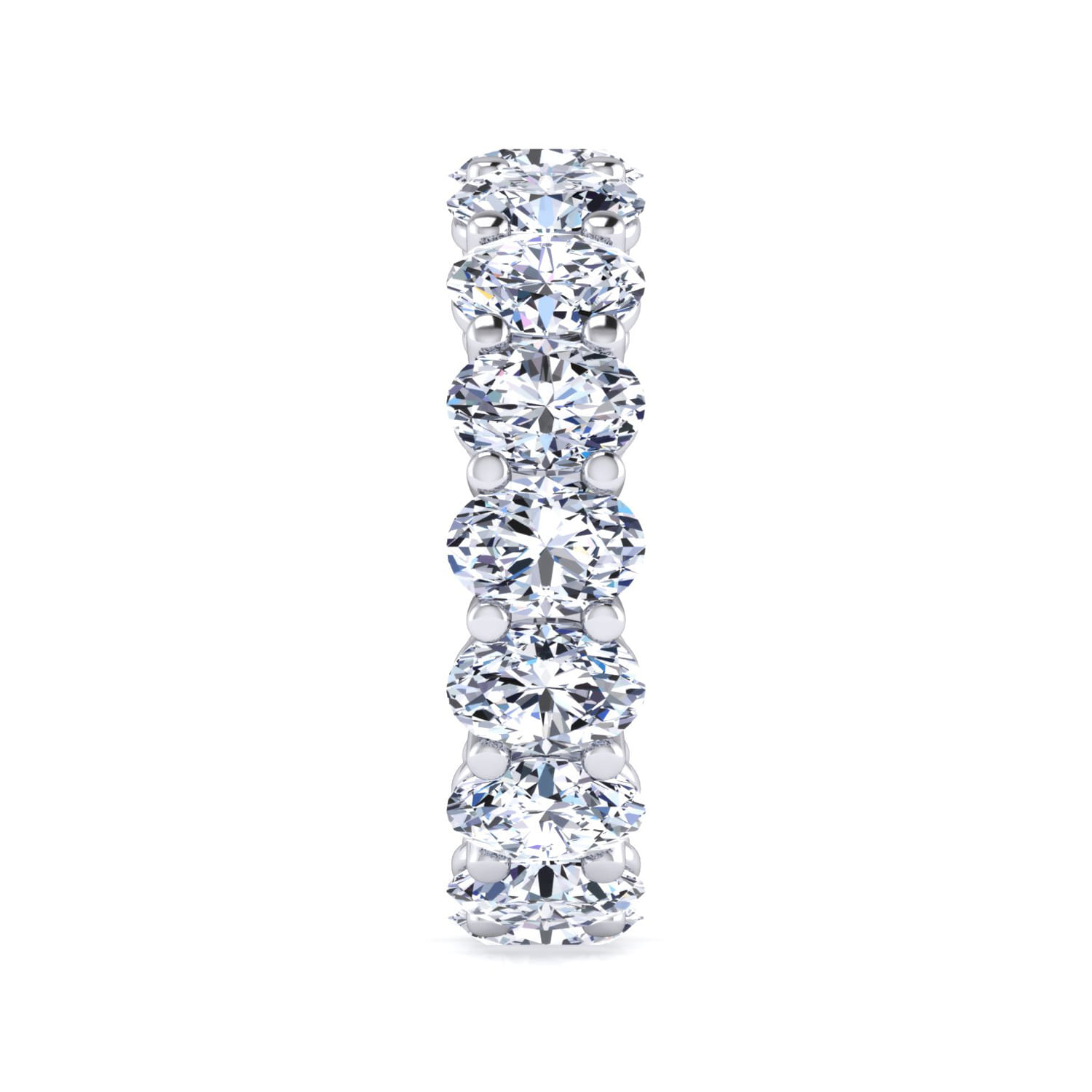 Eternity Band Wedding Ring in 14k White Gold with Oval Natural Diamond at Gabriel & Co. - Shot 4