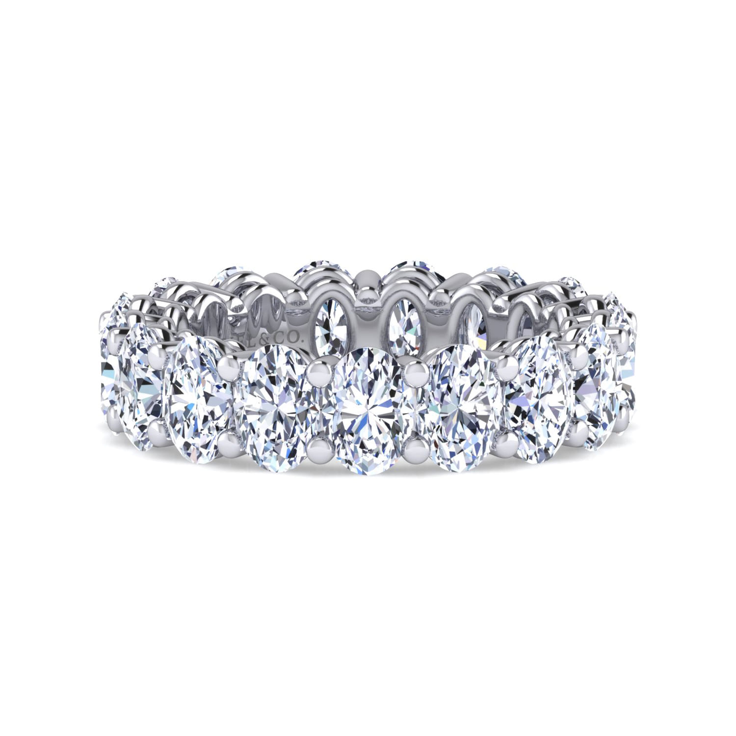 Eternity Band Wedding Ring in 14k White Gold with Oval Natural Diamond at Gabriel & Co. - Shot 1