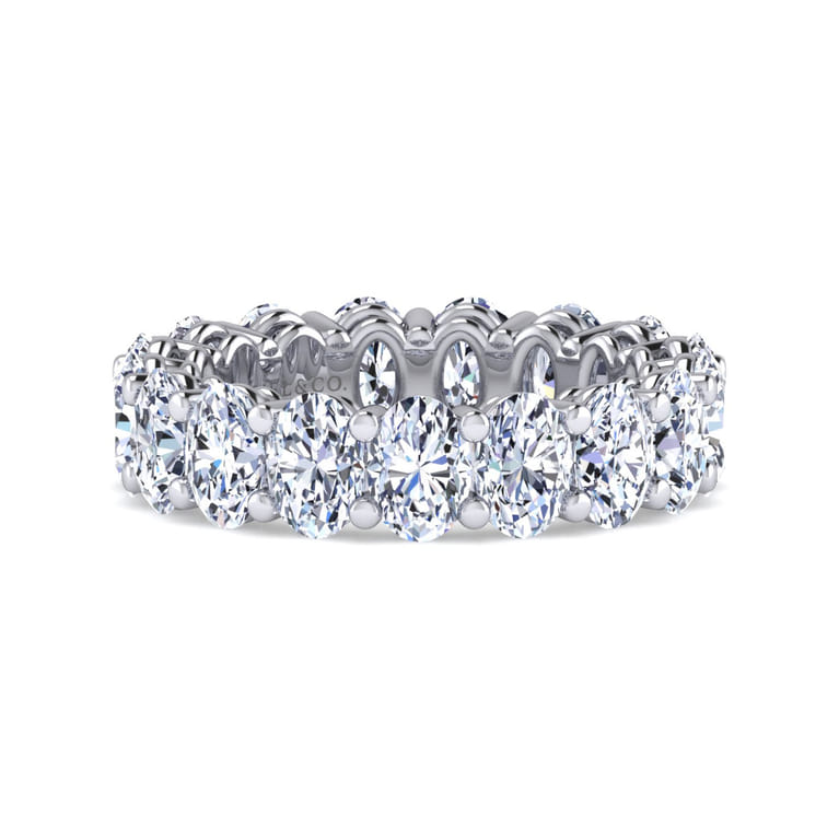 Eternity Band Wedding Ring in 14k White Gold with Oval Natural Diamond at Gabriel & Co. - Shot 1
