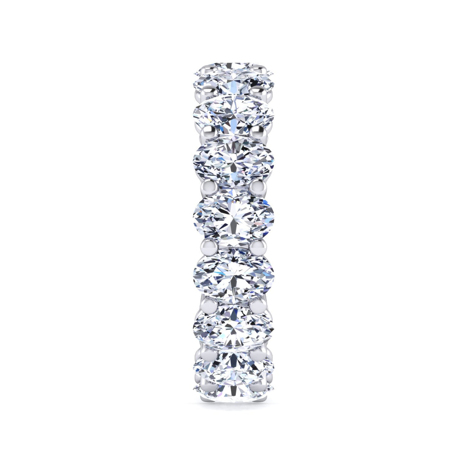 Eternity Band Wedding Ring in 14k White Gold with Oval Natural Diamond at Gabriel & Co. - Shot 4