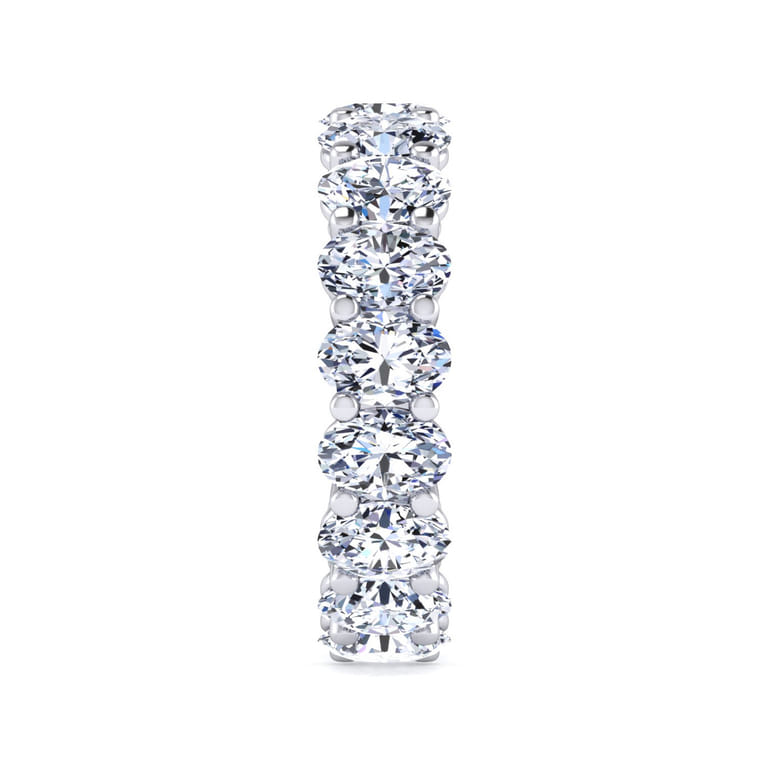 Eternity Band Wedding Ring in 14k White Gold with Oval Natural Diamond at Gabriel & Co. - Shot 4