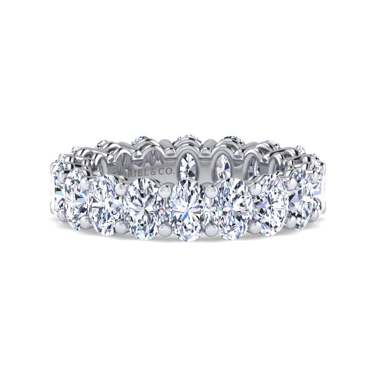 Eternity Band Wedding Ring in 14k White Gold with Oval Natural Diamond at Gabriel & Co. - Shot 1