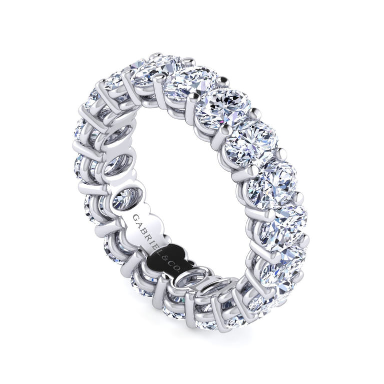 Eternity Band Wedding Ring in 14k White Gold with Oval Natural Diamond at Gabriel & Co. - Shot 3