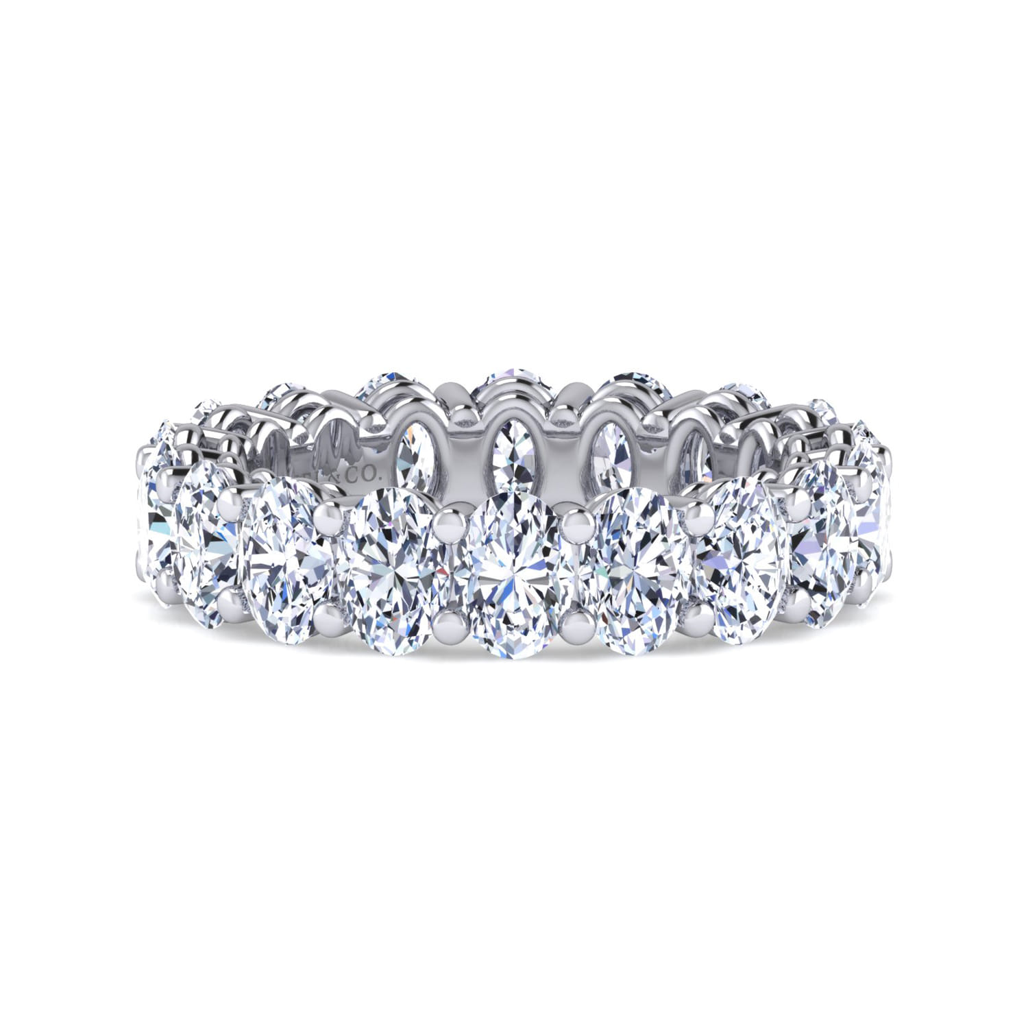 Eternity Band Wedding Ring in 14k White Gold with Oval Natural Diamond at Gabriel & Co. - Shot 1