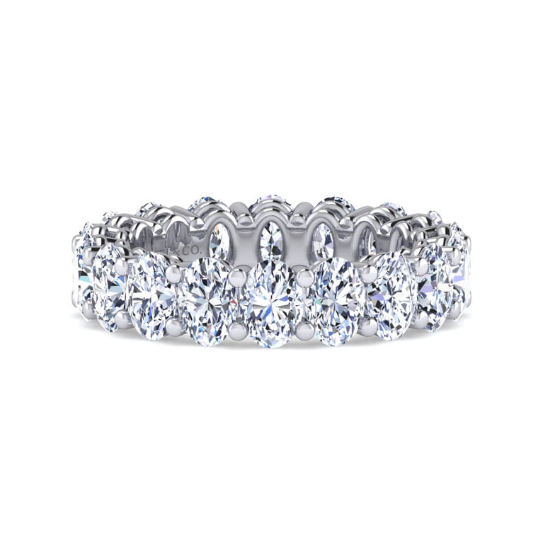 Eternity Band Wedding Ring in 14k White Gold with Oval Natural Diamond at Gabriel & Co. - Shot 1