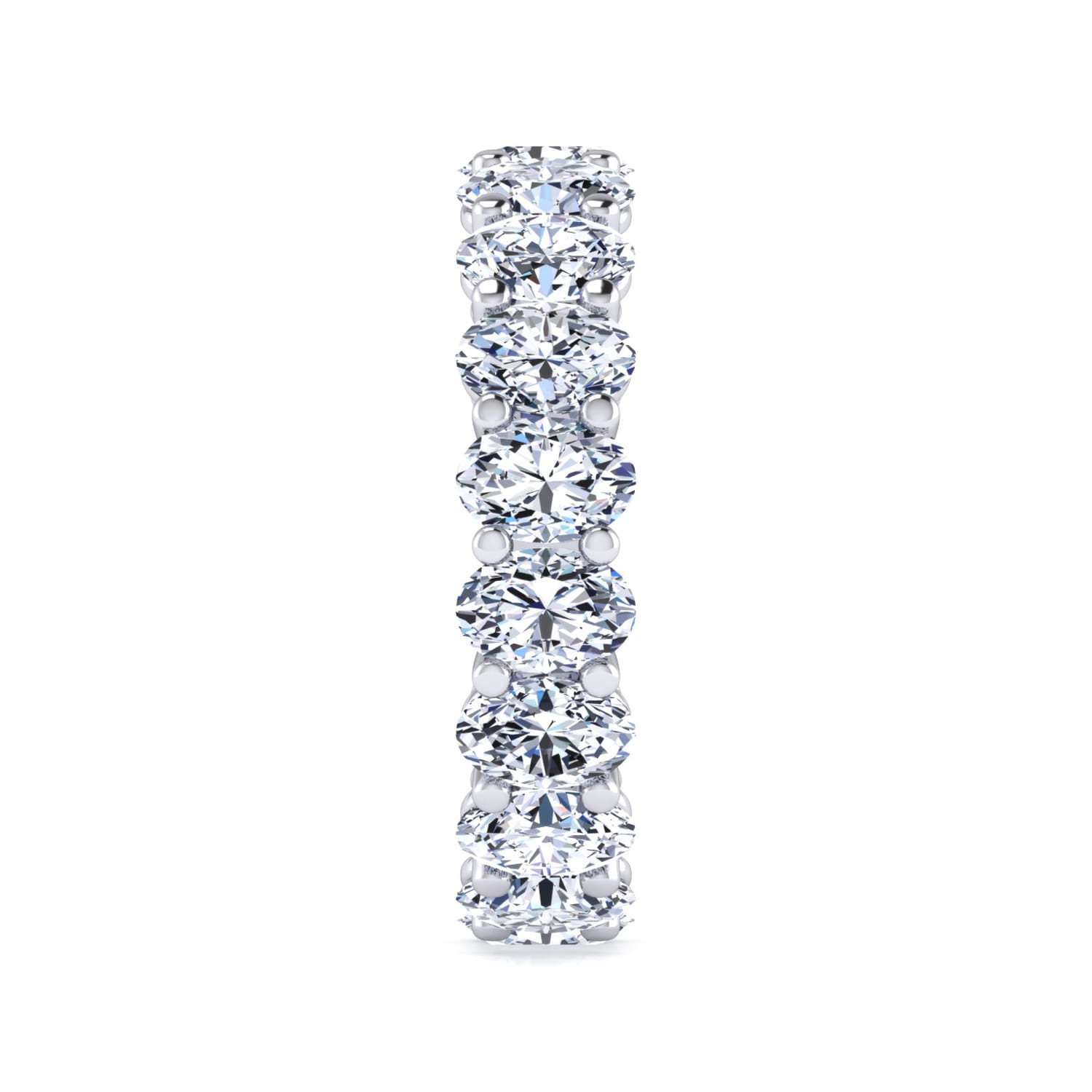 Eternity Band Wedding Ring in 14k White Gold with Oval Natural Diamond at Gabriel & Co. - Shot 4