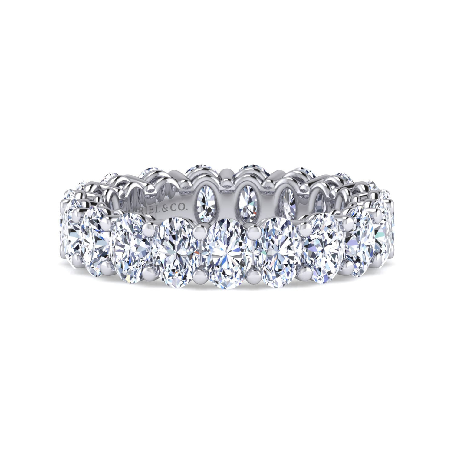 Eternity Band Wedding Ring in 14k White Gold with Oval Natural Diamond at Gabriel & Co. - Shot 1