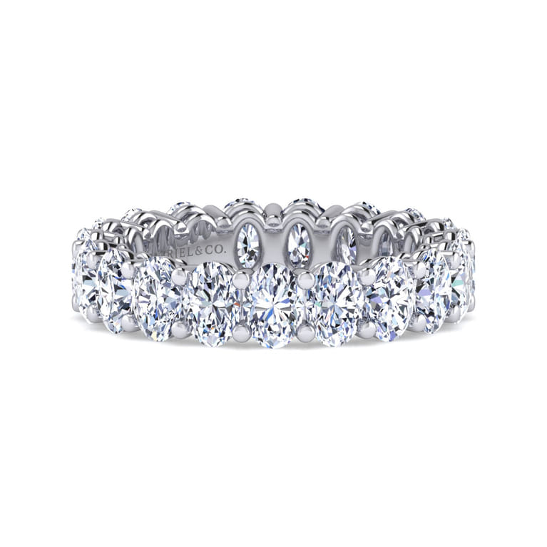 Eternity Band Wedding Ring in 14k White Gold with Oval Natural Diamond at Gabriel & Co. - Shot 1