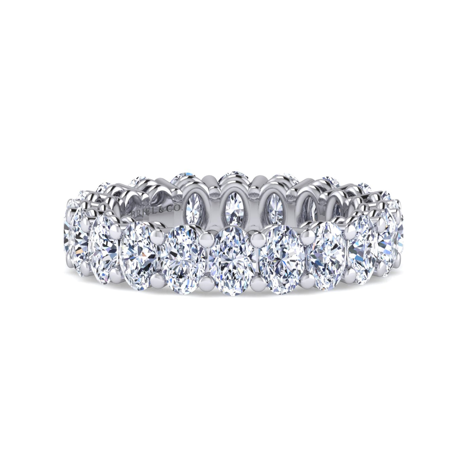 Eternity Band Wedding Ring in 14k White Gold with Oval Natural Diamond at Gabriel & Co. - Shot 1