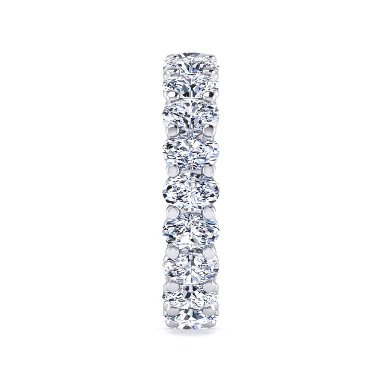 Eternity Band Wedding Ring in 14k White Gold with Oval Natural Diamond at Gabriel & Co. - Shot 4