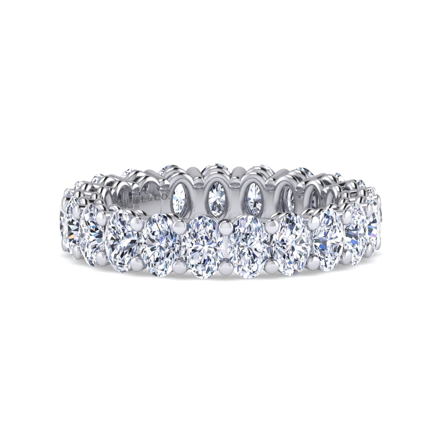 Eternity Band Wedding Ring in 14k White Gold with Oval Natural Diamond at Gabriel & Co. - Shot 1