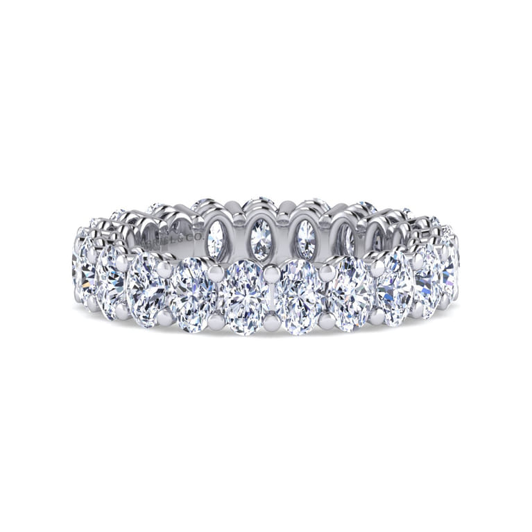 Eternity Band Wedding Ring in 14k White Gold with Oval Natural Diamond at Gabriel & Co. - Shot 1