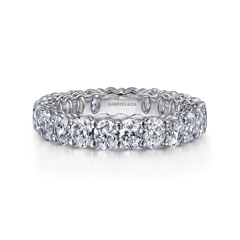 Eternity Band Wedding Ring in 14k White Gold with Oval Natural Diamond at Gabriel & Co. - Shot 1