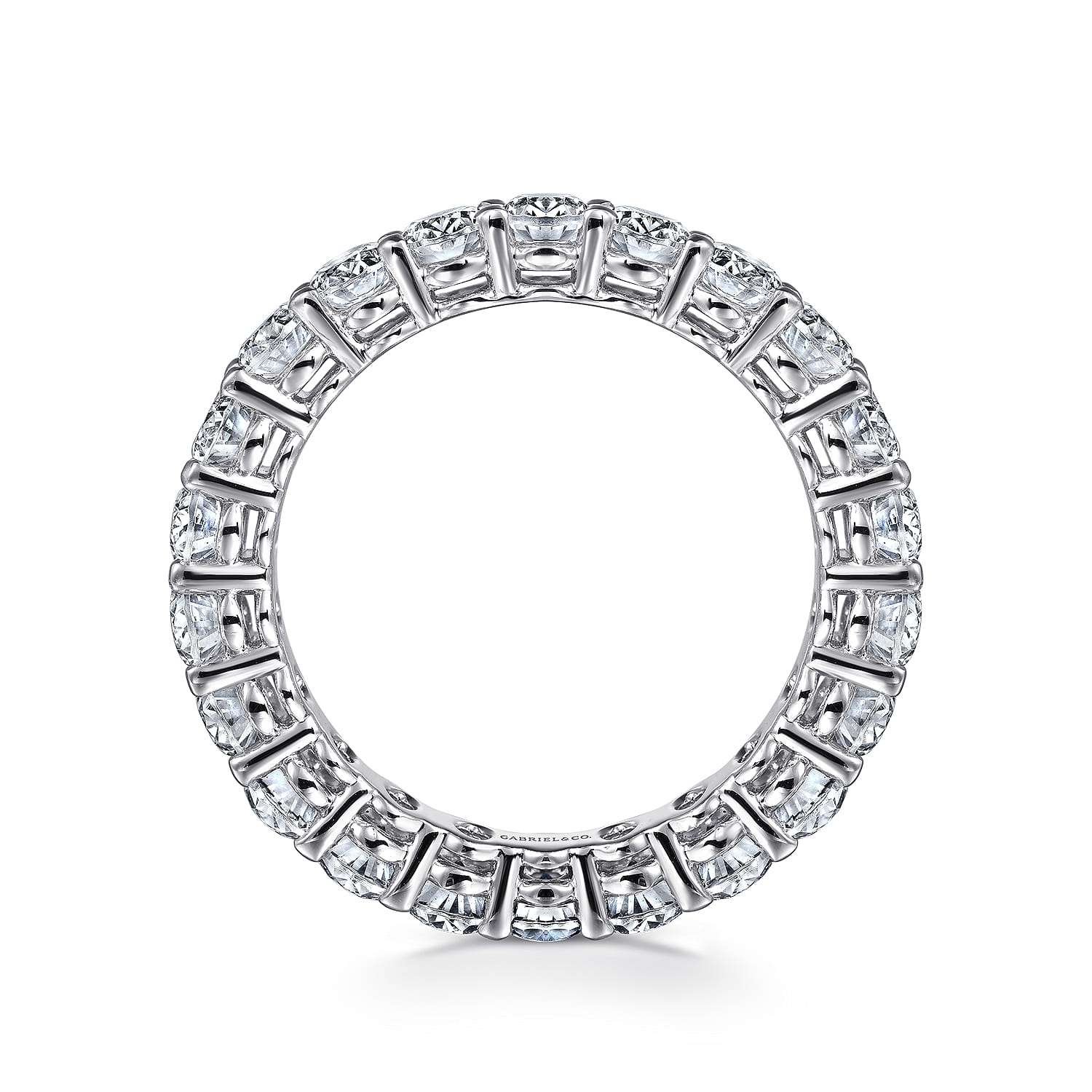 Eternity Band Wedding Ring in 14k White Gold with Oval Natural Diamond at Gabriel & Co. - Shot 2