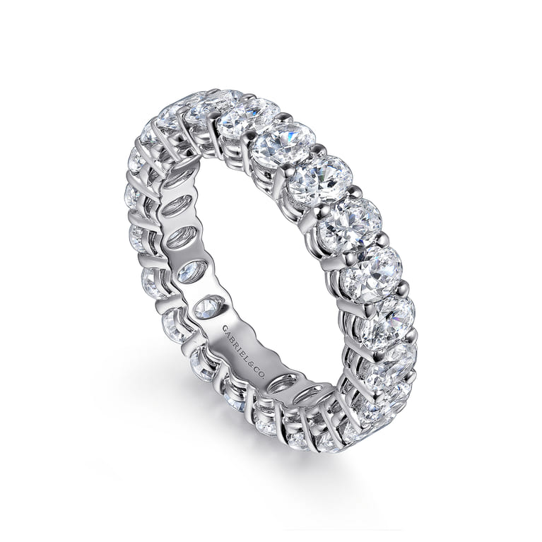 Eternity Band Wedding Ring in 14k White Gold with Oval Natural Diamond at Gabriel & Co. - Shot 3