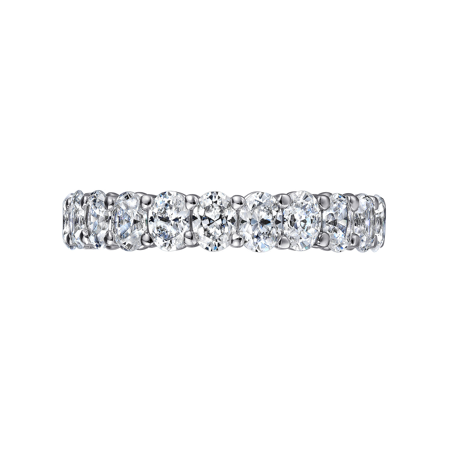 Eternity Band Wedding Ring in 14k White Gold with Oval Natural Diamond at Gabriel & Co. - Shot 6