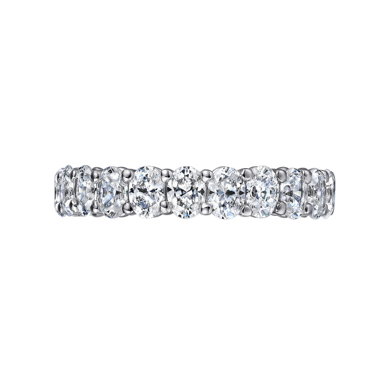 Eternity Band Wedding Ring in 14k White Gold with Oval Natural Diamond at Gabriel & Co. - Shot 6