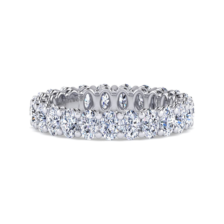 Eternity Band Wedding Ring in 14k White Gold with Oval Natural Diamond at Gabriel & Co. - Shot 1