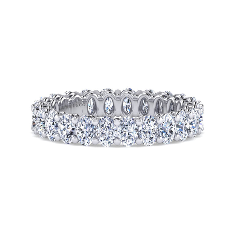 Eternity Band Wedding Ring in 14k White Gold with Oval Natural Diamond at Gabriel & Co. - Shot 1