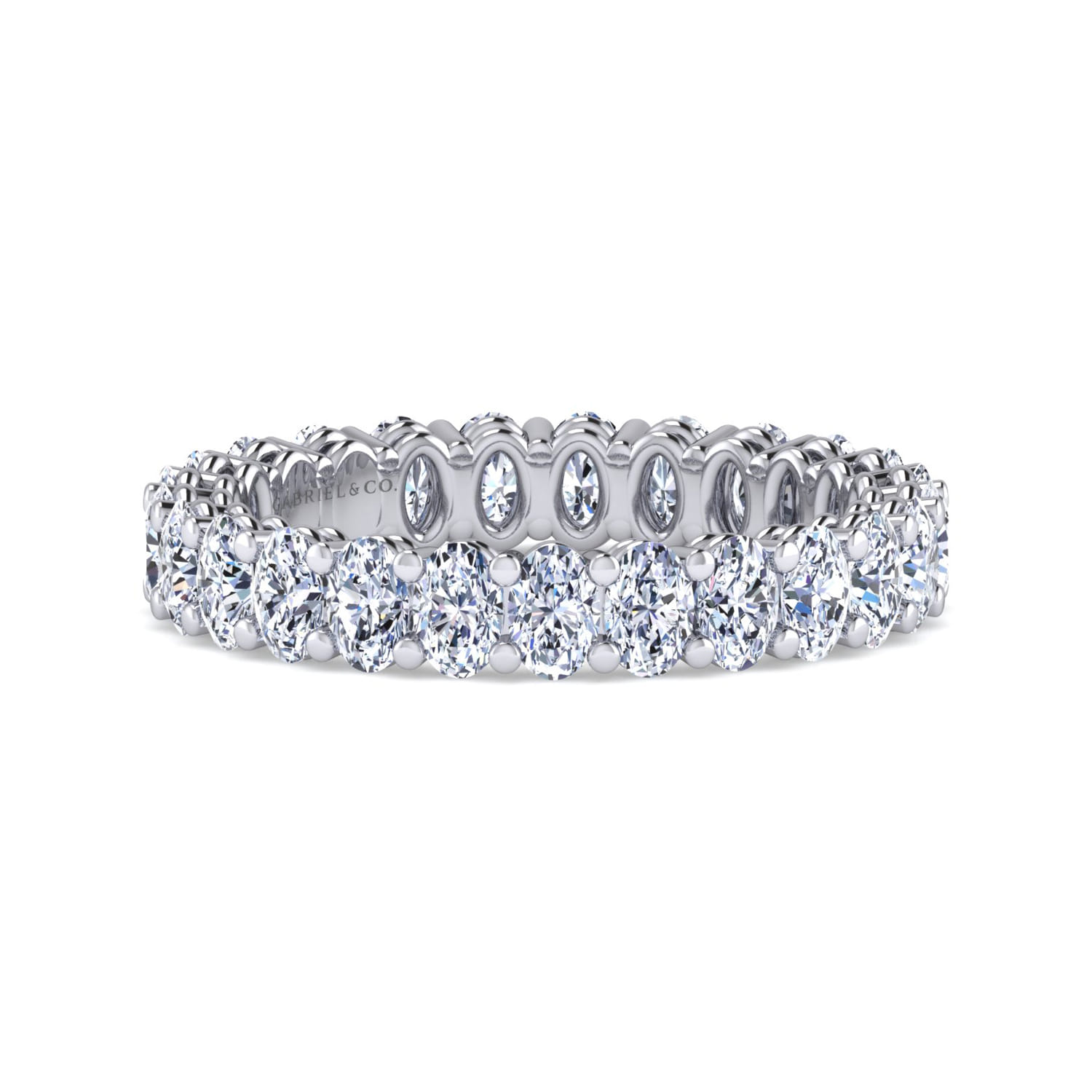 Eternity Band Wedding Ring in 14k White Gold with Oval Natural Diamond at Gabriel & Co. - Shot 1