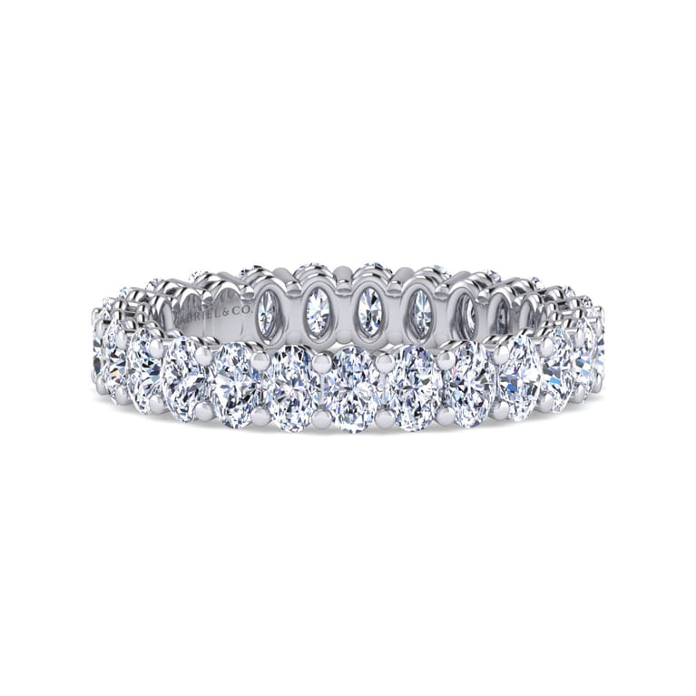 Eternity Band Wedding Ring in 14k White Gold with Oval Natural Diamond at Gabriel & Co. - Shot 1