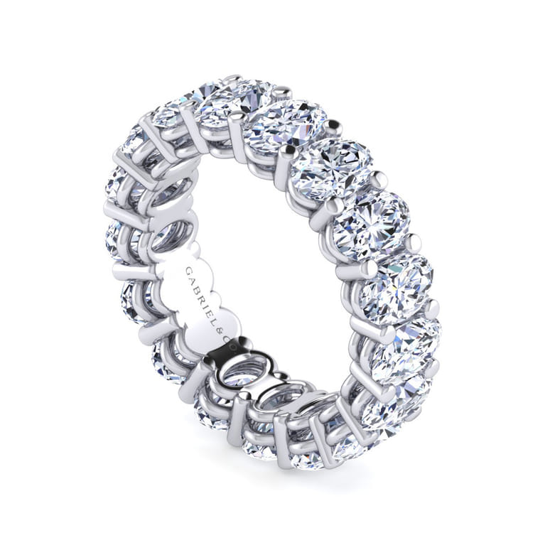 Eternity Band Wedding Ring in 14k White Gold with Oval Natural Diamond at Gabriel & Co. - Shot 3