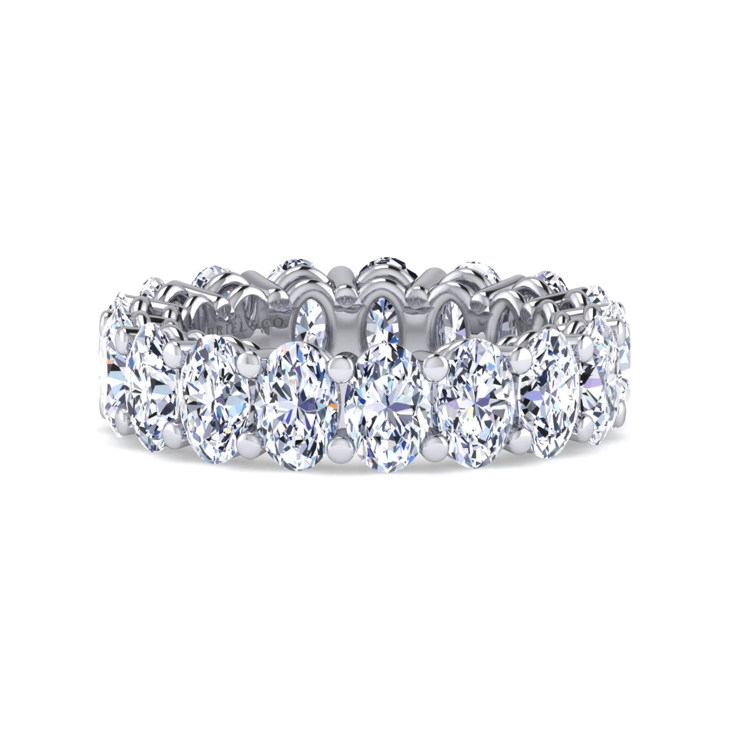 Eternity Band Wedding Ring in 14k White Gold with Oval Natural Diamond at Gabriel & Co. - Shot 1