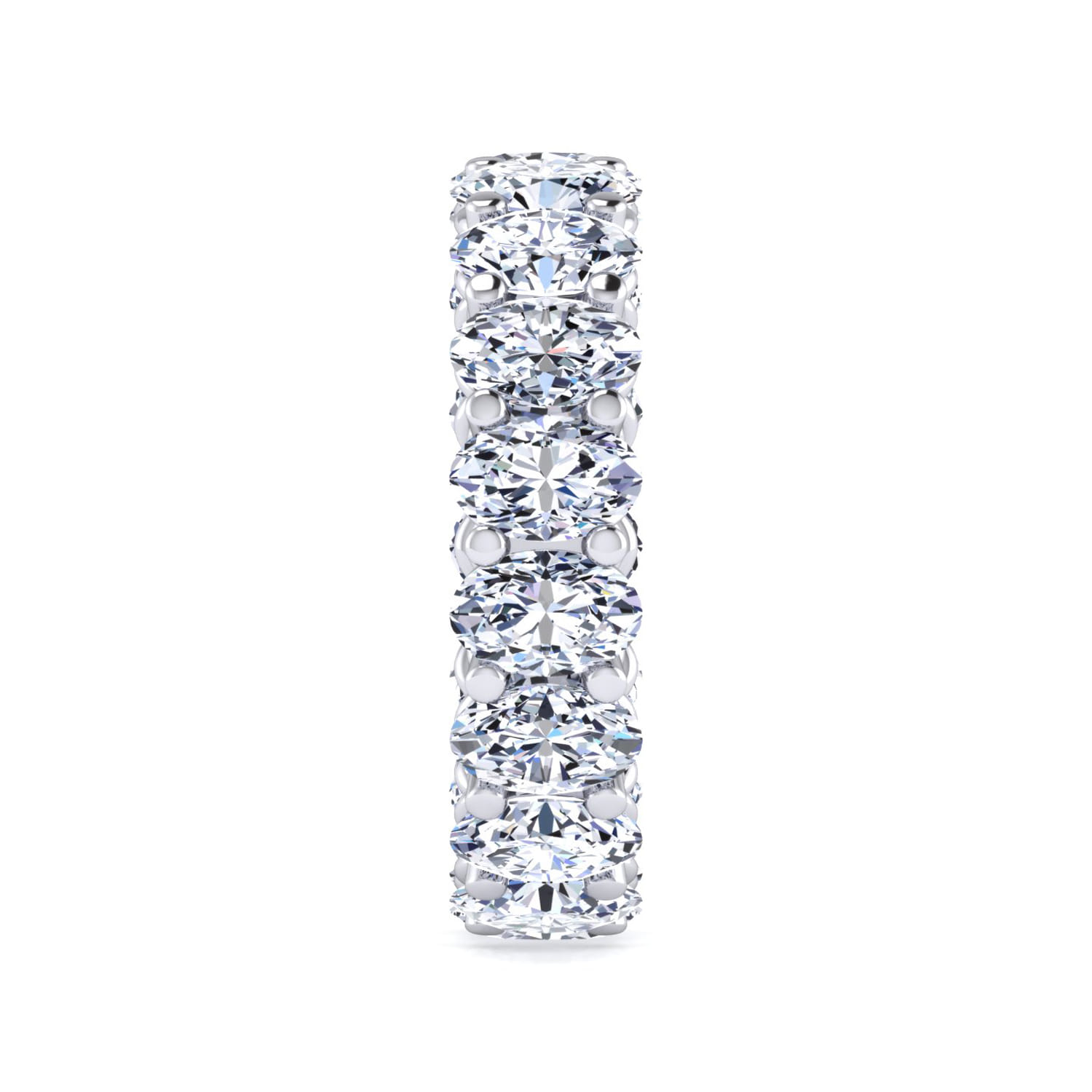 Eternity Band Wedding Ring in 14k White Gold with Oval Natural Diamond at Gabriel & Co. - Shot 4