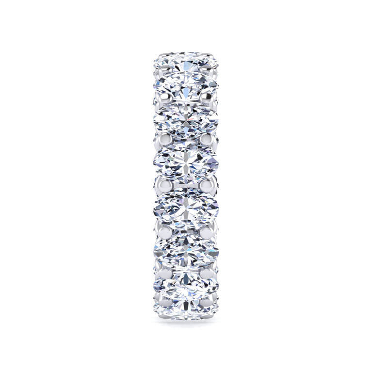 Eternity Band Wedding Ring in 14k White Gold with Oval Natural Diamond at Gabriel & Co. - Shot 4