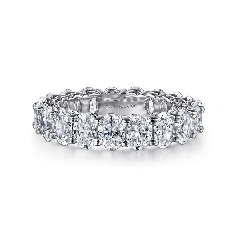 Eternity Band Wedding Ring in 14k White Gold with Oval Natural Diamond at Gabriel & Co. - Shot 1